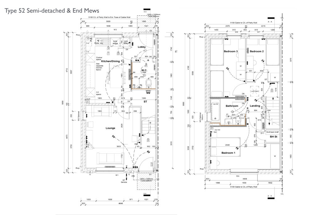 Type 52 semi-detached & end mews floor plan