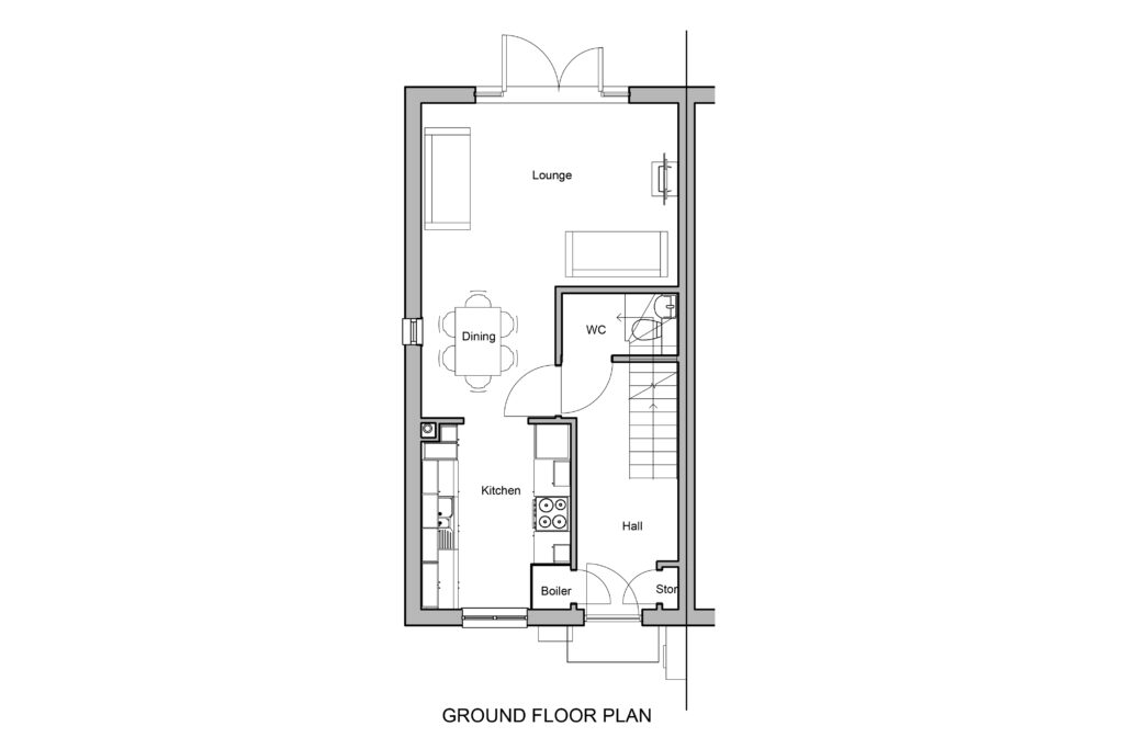 Rockingham 'open kitchen' ground floor plan