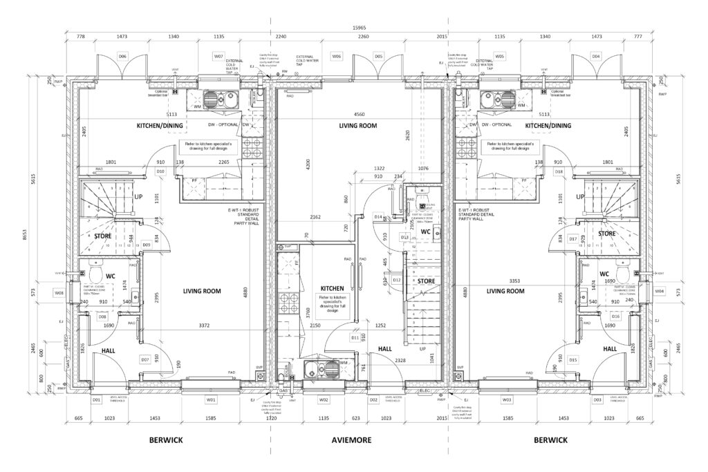 Aviemore mid terrace ground floor plans (the middle floor plan)